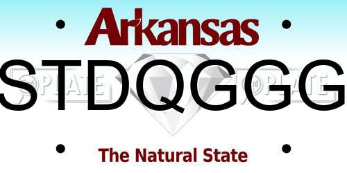 STDQGGG Arkansas License Plate