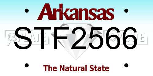 STF2566 Arkansas License Plate