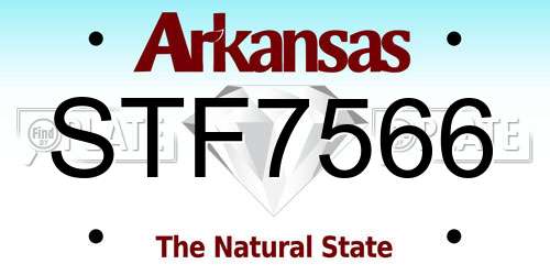 STF7566 Arkansas License Plate