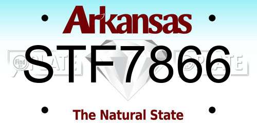 STF7866 Arkansas License Plate