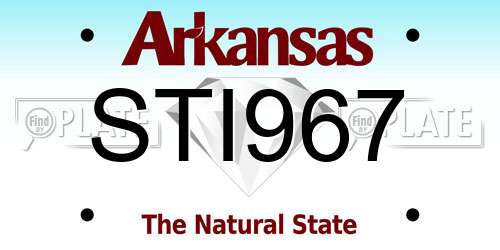 STI967 Arkansas License Plate