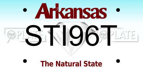 STI96T Arkansas License Plate