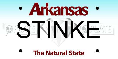 STINKE Arkansas License Plate