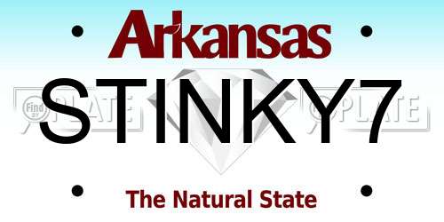 STINKY7 Arkansas License Plate