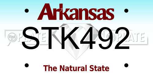 STK492 Arkansas License Plate