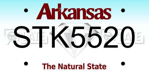 STK5520 Arkansas License Plate