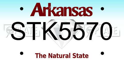 STK5570 Arkansas License Plate