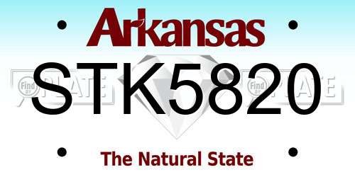 STK5820 Arkansas License Plate