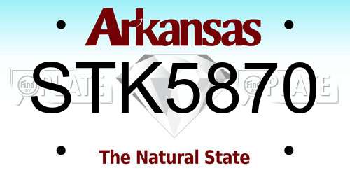 STK5870 Arkansas License Plate
