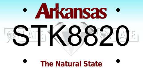 STK8820 Arkansas License Plate