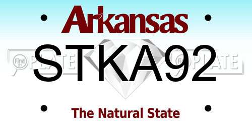STKA92 Arkansas License Plate