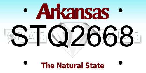 STQ2668 Arkansas License Plate