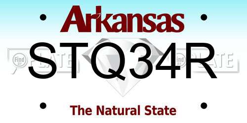 STQ34R Arkansas License Plate