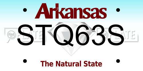 STQ63S Arkansas License Plate