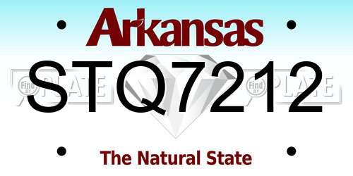 STQ7212 Arkansas License Plate