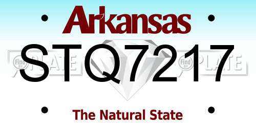 STQ7217 Arkansas License Plate