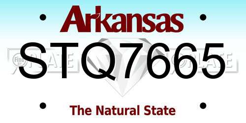 STQ7665 Arkansas License Plate