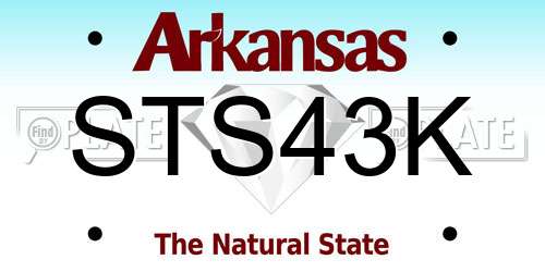 STS43K Arkansas License Plate