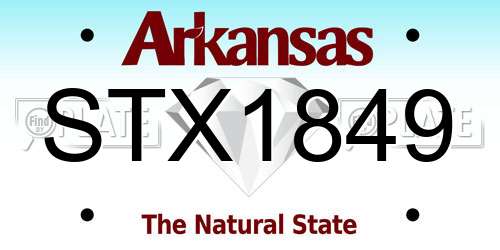STX1849 Arkansas License Plate