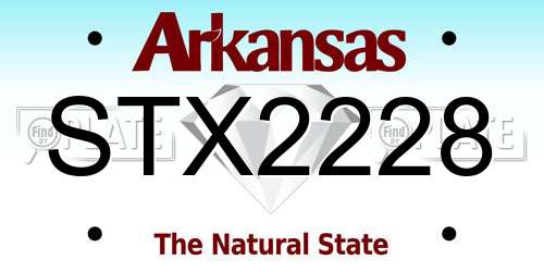 STX2228 Arkansas License Plate
