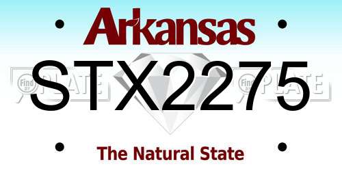 STX2275 Arkansas License Plate
