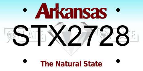STX2728 Arkansas License Plate