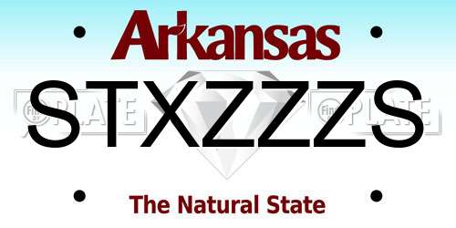 STXZZZS Arkansas License Plate