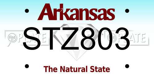 STZ803 Arkansas License Plate
