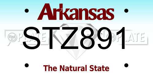 STZ891 Arkansas License Plate