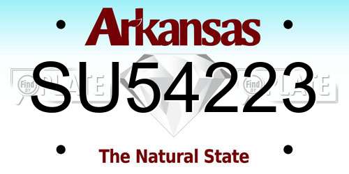 SU54223 Arkansas License Plate