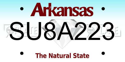 SU8A223 Arkansas License Plate