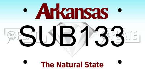 SUB133 Arkansas License Plate