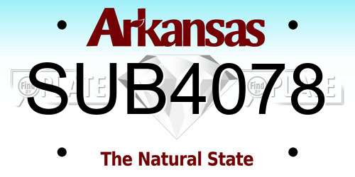 SUB4078 Arkansas License Plate