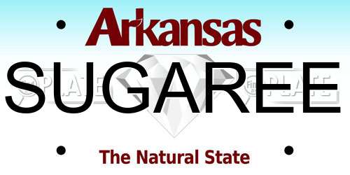 SUGAREE Arkansas License Plate