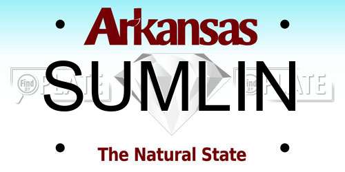 SUMLIN Arkansas License Plate