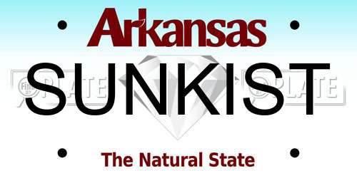SUNKIST Arkansas License Plate