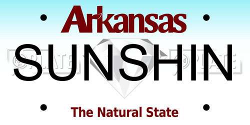 SUNSHIN Arkansas License Plate