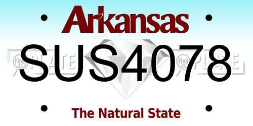 SUS4078 Arkansas License Plate