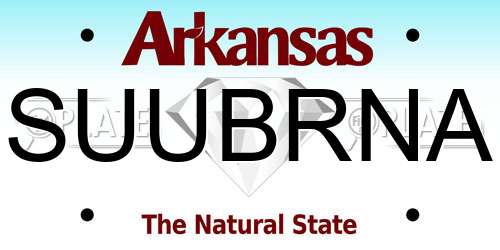 SUUBRNA Arkansas License Plate