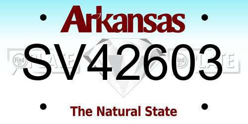 SV42603 Arkansas License Plate
