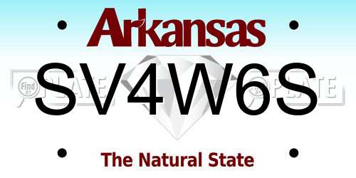 SV4W6S Arkansas License Plate