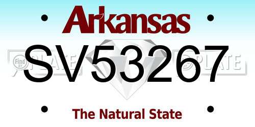 SV53267 Arkansas License Plate