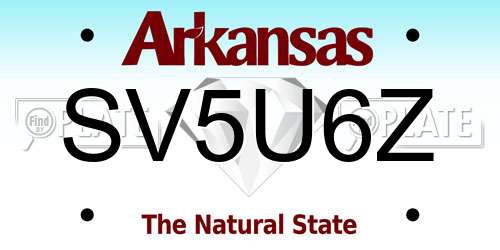 SV5U6Z Arkansas License Plate