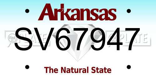 SV67947 Arkansas License Plate