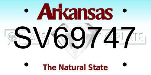 SV69747 Arkansas License Plate