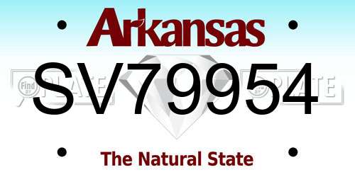 SV79954 Arkansas License Plate