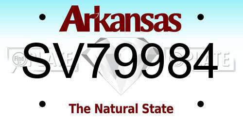 SV79984 Arkansas License Plate