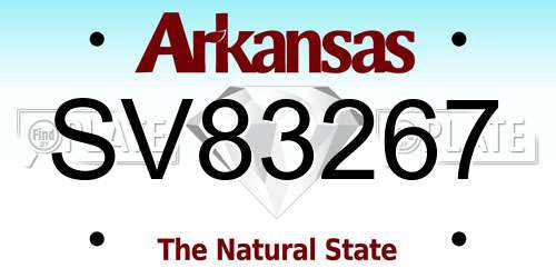 SV83267 Arkansas License Plate
