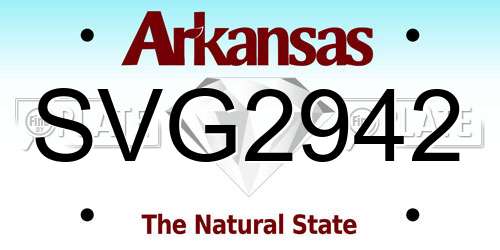 SVG2942 Arkansas License Plate