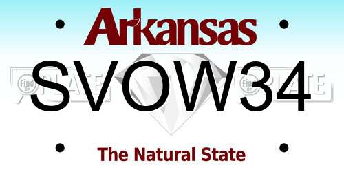 SVOW34 Arkansas License Plate